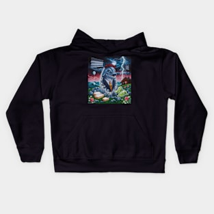 AI generated dolphin from the windy nightmare Kids Hoodie